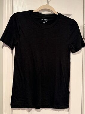 NWOT J. Crew Size XXS Black Vintage Cotton Short Sleeve Crew Neck Tee Shirt
